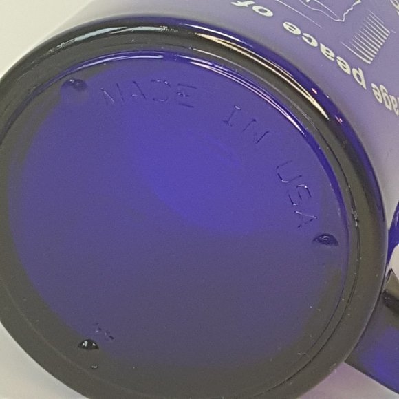 RARE Vintage OPI GRAIN MANAGEMENT SYSTEM Cobalt Blue Glass Mugs Teacups Set of 2 - Picture 13 of 15